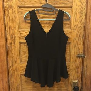 Karen Kane Black Sleeveless Peplum Tank Top Shirt USA Size Medium